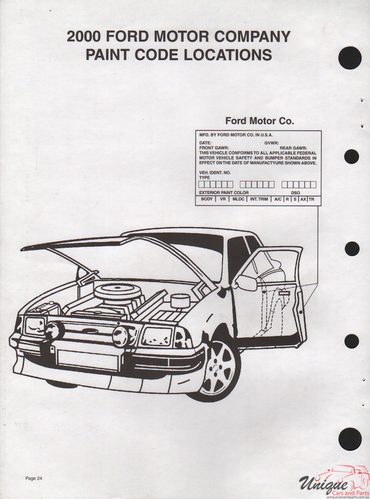 2000 Ford Paint Charts Sherwin-Williams 9